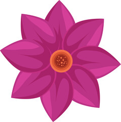 Vibrant pink dahlia flower with eight petals and orange center, radiating beauty and freshness