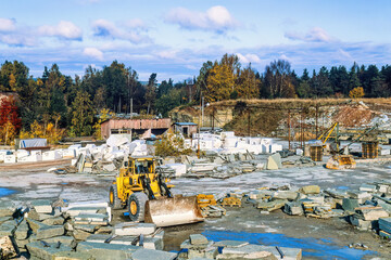 Wheel loader in a stone quarry