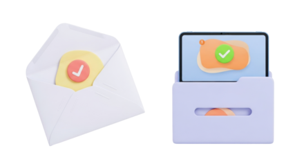 Isolated 3D design with envelope and folder, representing new messages and organizing inbox