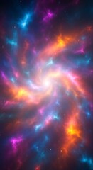 Fototapeta premium Abstract cosmic vortex of light and color creating an ethereal galaxy with star clusters forming an otherworldly space
