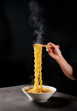 라면, 컵라면, 면, 한국 음식, 면요리, 면발, 집다, 길다, 국수류, 음식, 간식, 수제음식, 여자 손, 젓가락