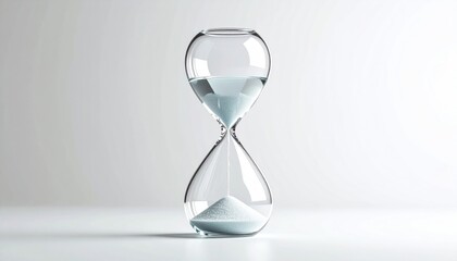 Hourglass with water instead of sand, flowing calmly, time and mindfulness concept 