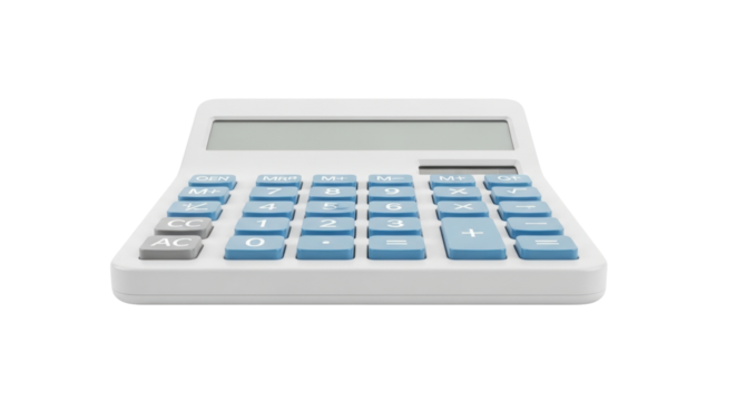 Isolated calculator, essential device for math calculations, financial tool, business tool for accounting
