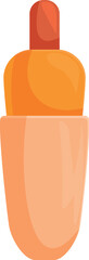 Orange nail polish bottle with a pastel pink base and a red cap stands upright, ready for use