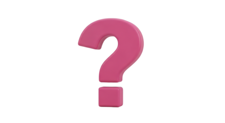 Isolated pink question mark, abstract 3D symbol for education, research, or curiosity concept