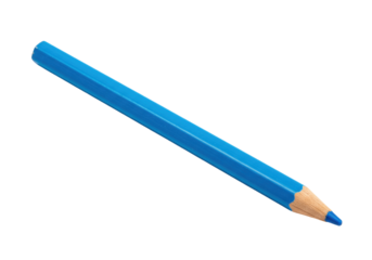 Bright blue colored pencil isolated on transparent background, drawing tool for art and creative projects PNG