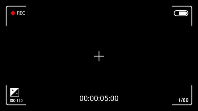 Camera screen recording video animation on technology background.black background 4k video.