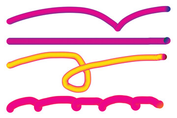 Vibrant abstract wavy lines and a straight line in pink and yellow