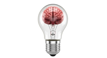 Isolated idea concept showcasing a brain inside a light bulb, creative thinking