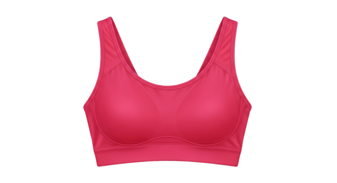 Isolated raspberry color sports bra on display is perfect for active women of any size