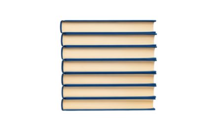 Isolated stack of books with blue cover boards for education or library design element use