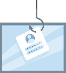 Hook stealing user data and password from computer, phishing and hacking concept