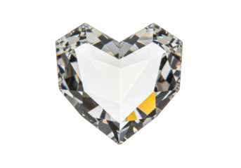 Heart-shaped crystal isolated on transparent background, clear glass love symbol for Valentine s Day and romantic gifts