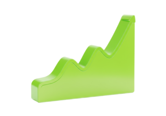 Green upward trend chart isolated PNG, business growth and success concept for presentations and marketing materials