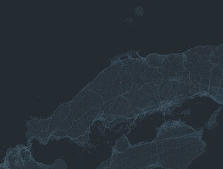 日本の中国地方のデジタルネットワーク風イラスト