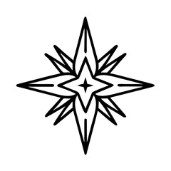 Obraz premium Star of Bethlehem icon in black line art design on transparent background symbolizing Día de los Reyes, Three Kings Day 