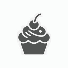 Stylized icon of a cupcake with cherry on top
