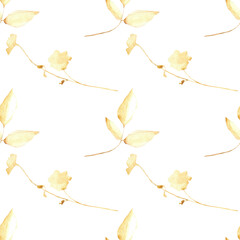 Flower and leaves pattern on a white background. Hand-drawn illustration. Perfect for autumn.