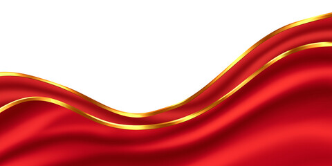 illustration of red wavy banner with golden border