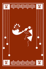 Event celebration concept of Warli art isolated on brown background - vector illustration 