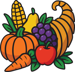 Cartoon Cornucopia Illustration 