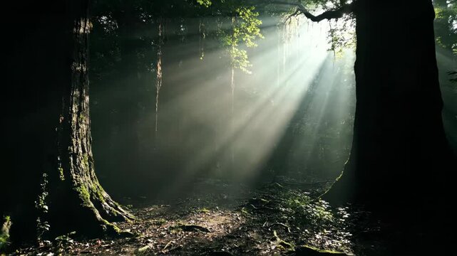 Atmospheric Godrays Through Forest Canopy