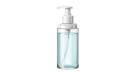 Isolated hand sanitizer in transparent bottle with pump for hygiene against viruses, bacteria