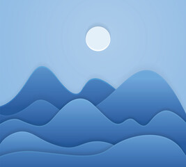 Abstract landscape poster. Nature wall decor contemporary art print, mid century mountain background. Vector illustration