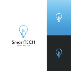 smart technology logo design vector illustration, tech icon logotype