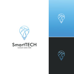 smart technology logo design vector illustration, tech icon logotype
