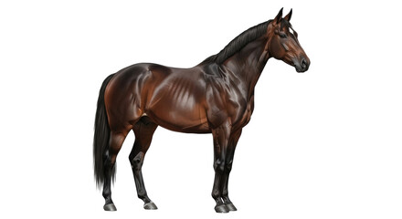 Obraz premium Isolated horse stands in natural pose in art painting style for breed study research