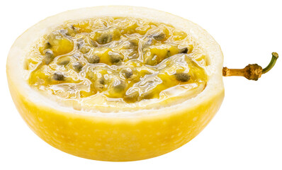 Yellow Passion fruit isolated on white background, Fresh Passion fruit or Maracuja on White Background PNG File..