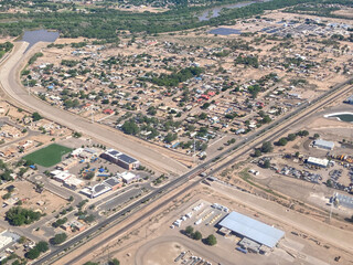 Overhead, aerial view of south Albuquerque, New Mexico, USA