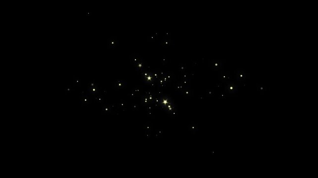 Magic sparkles glitter line stars; golden, glowing, twinkling, glittering star; fairy dust wand glitter stars trail transition on a black screen background, 4 K. Glitter stars magic tail sparkling - Powered by Adobe