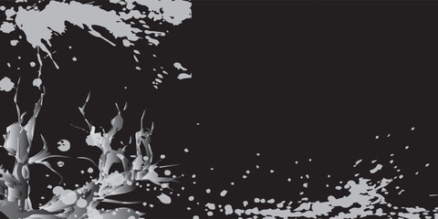 Obraz premium Abstract Silver Splatter Design on Black Background Vector Illustration.