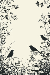 1963-silhouette-birds-flowers-leaves-vector-background-vertical