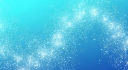 Luminous network of interconnected lines and nodes on a gradient blue background