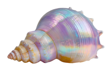 Iridescent pearlescent seashell with vibrant colors and elegant spiral shape