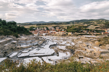 Fototapeta premium Traditional salt pans in the Salt Valley of Añana, Basque Country, Spain.