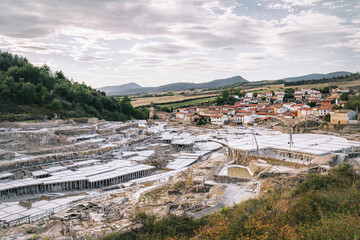 Fototapeta premium Traditional salt pans in the Salt Valley of Añana, Basque Country, Spain.