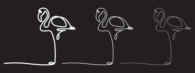 Continuous line flamingo staying on one leg.