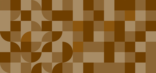 Abstract seamless geometric pattern with circles and squares in brown tones. Vector illustration minimalistic eps 10