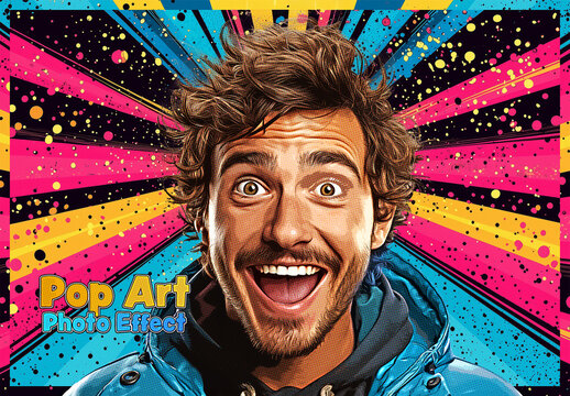 Pop Art Comic Book Photo Effect Mockup