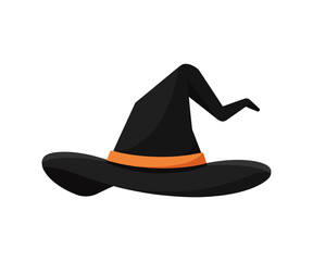 Witch hat for halloween flat icon isolated on white background.