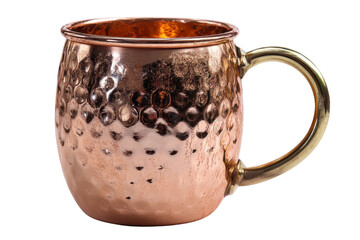 Hammered copper mug with brass handle for moscow mule or cold beverages