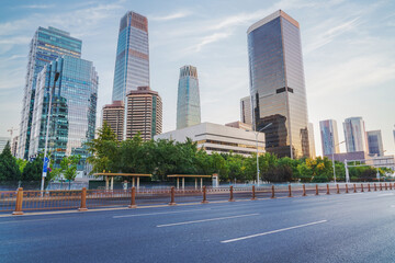 The skyline of modern urban architecture and highways in Beijing, the capital of China