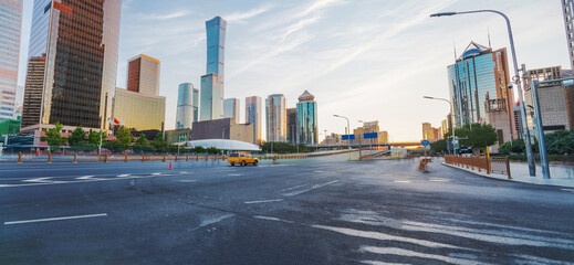 Obraz premium The skyline of modern urban architecture and highways in Beijing, the capital of China
