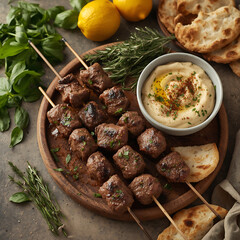 Beef stew with meatballs and vegetables in tomato sauce