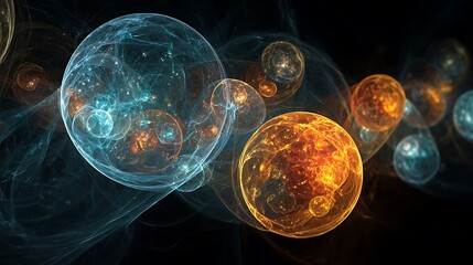 3D rendered illustration of a blue DNA pattern sphere glowing with electric plasma energy in black space for research science