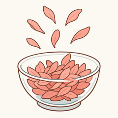 Flower petals in glass bowl